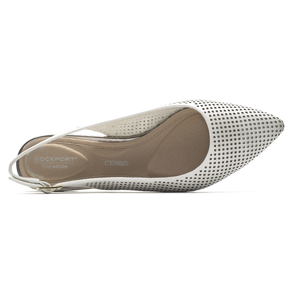 ロック ポート フラット シューズ レディース 白 - Total Motion Adelyn Slingback - SEF519326